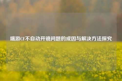 端游CF不自动开镜问题的成因与解决方法探究