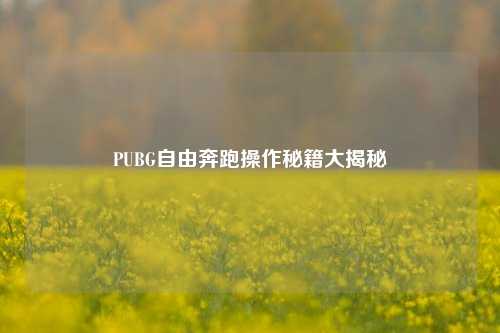 PUBG自由奔跑操作秘籍大揭秘