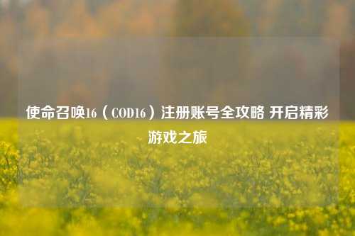 使命召唤16(COD16)注册账号全攻略 开启精彩游戏之旅