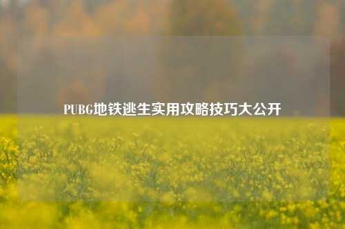 PUBG地铁逃生实用攻略技巧大公开