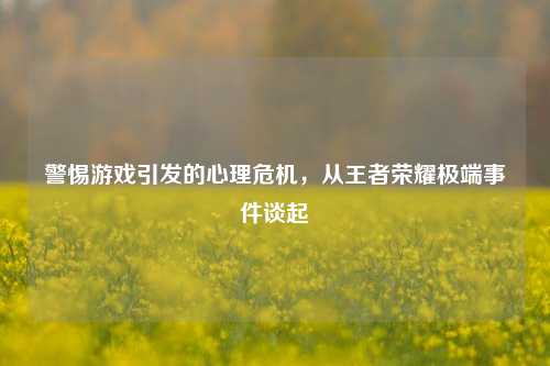 警惕游戏引发的心理危机,从王者荣耀极端事件谈起