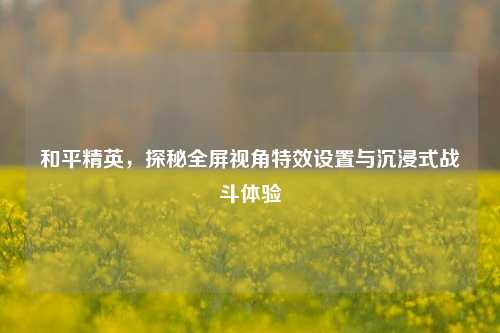 和平精英,探秘全屏视角特效设置与沉浸式战斗体验