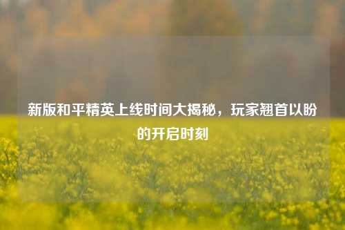 新版和平精英上线时间大揭秘,玩家翘首以盼的开启时刻