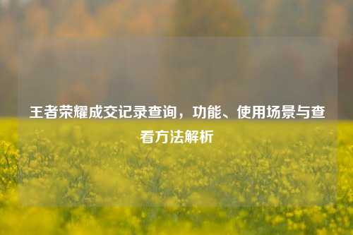 王者荣耀成交记录查询,功能、使用场景与查看 *** 解析