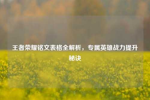 王者荣耀铭文表格全解析,专属英雄战力提升秘诀
