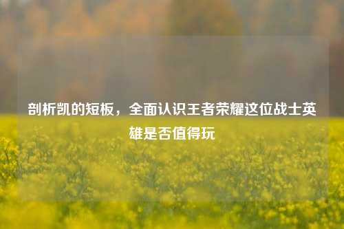 剖析凯的短板,全面认识王者荣耀这位战士英雄是否值得玩