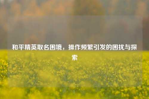 和平精英取名困境,操作频繁引发的困扰与探索