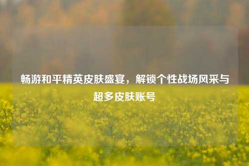 畅游和平精英皮肤盛宴,解锁个性战场风采与超多皮肤账号