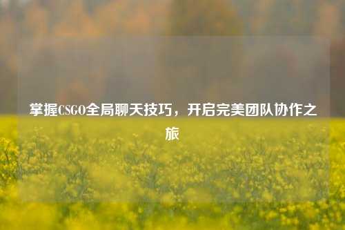 掌握CSGO全局聊天技巧,开启完美团队协作之旅