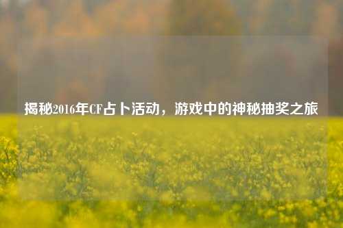 揭秘2016年CF占卜活动,游戏中的神秘抽奖之旅