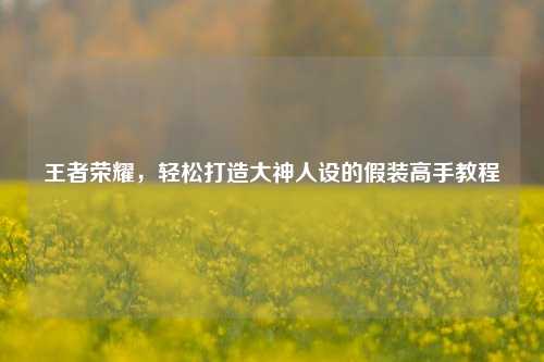王者荣耀,轻松打造大神人设的假装高手教程
