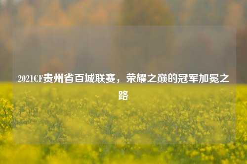 2021CF贵州省百城联赛,荣耀之巅的冠军加冕之路