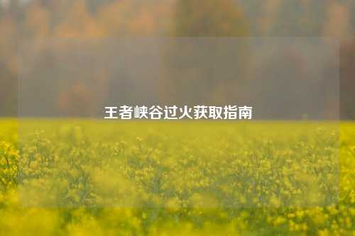 王者峡谷过火获取指南