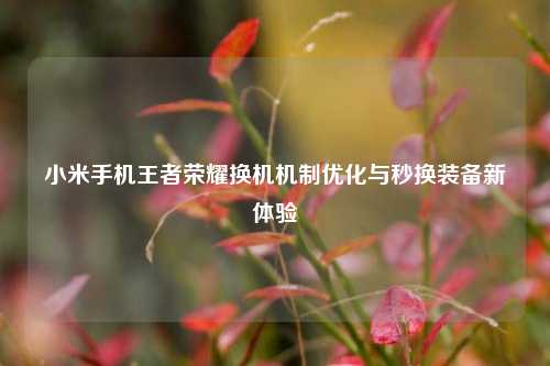小米手机王者荣耀换机机制优化与秒换装备新体验