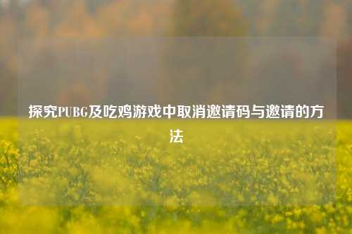 探究PUBG及吃鸡游戏中取消邀请码与邀请的 ***