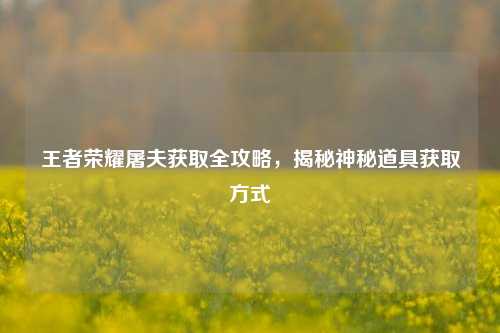 王者荣耀屠夫获取全攻略,揭秘神秘道具获取方式