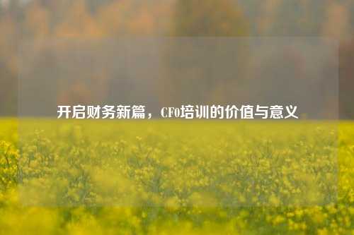 开启财务新篇,CF0培训的价值与意义