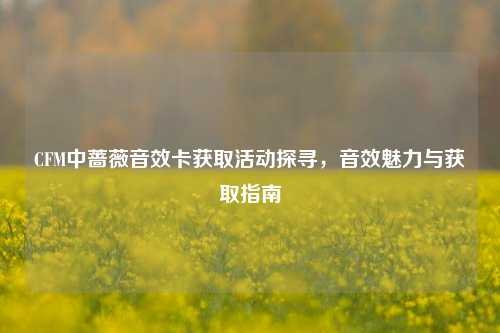 CFM中蔷薇音效卡获取活动探寻,音效魅力与获取指南