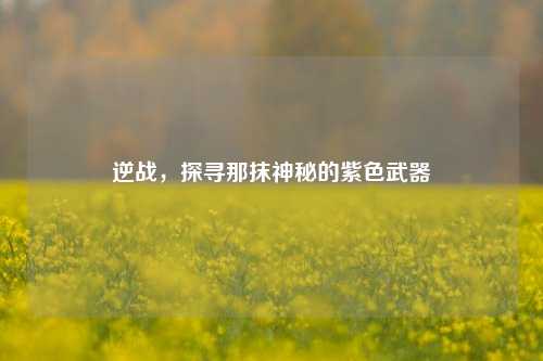 逆战,探寻那抹神秘的紫色武器