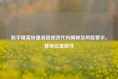 和平精英快捷消息修改代码揭秘及风险警示,替换位置探寻