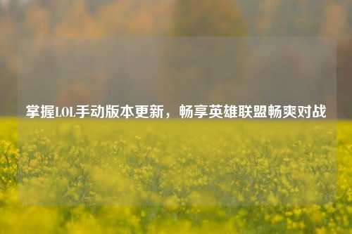 掌握LOL手动版本更新,畅享英雄联盟畅爽对战