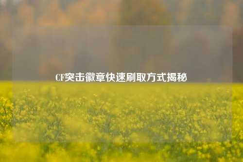 CF突击徽章快速刷取方式揭秘
