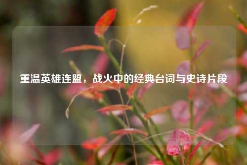 重温英雄连盟,战火中的经典台词与史诗片段