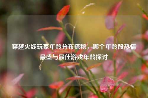 穿越火线玩家年龄分布探秘,哪个年龄段热情最盛与更佳游戏年龄探讨