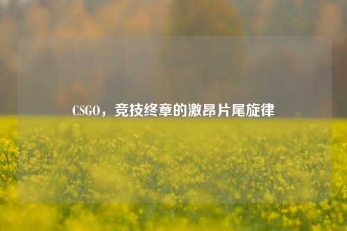 CSGO,竞技终章的激昂片尾旋律