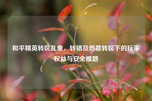 和平精英转区乱象,转错及恶意转区下的玩家权益与安全难题