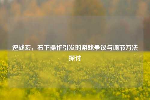 逆战宏,右下操作引发的游戏争议与调节 *** 探讨
